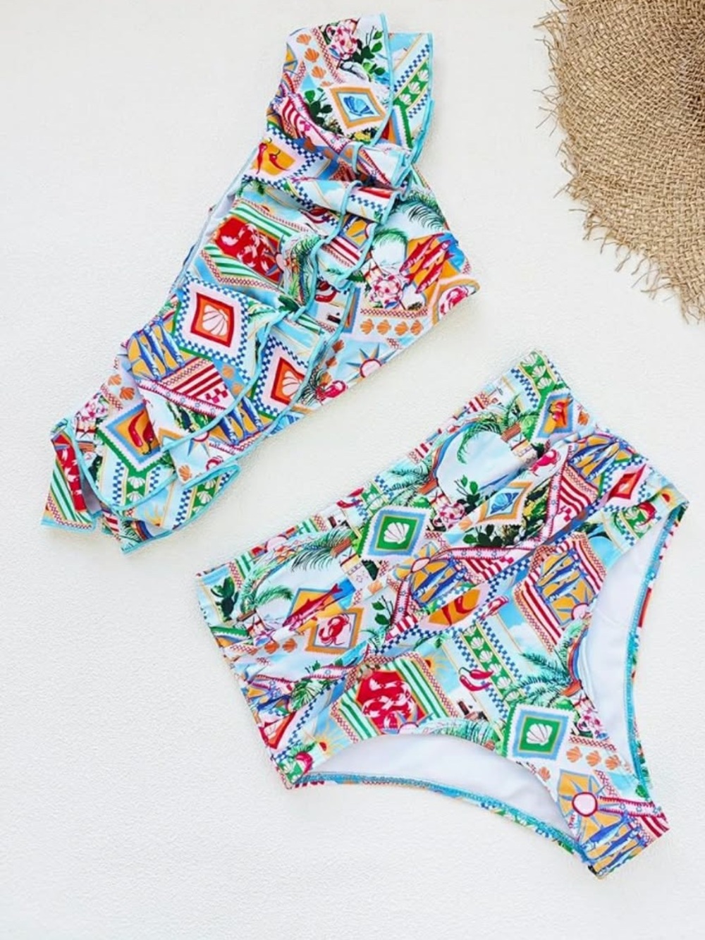 Ocean World Print High-Waist Bikini Set by Sporlike size Medium NWT